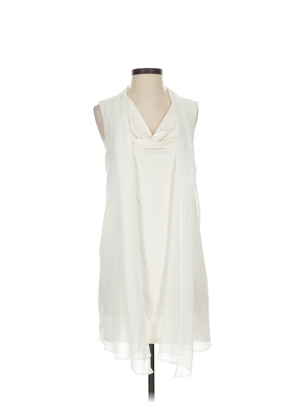 NWT White House Black Market White Faux Scarf Sleeveless Draped Top Crema Size S